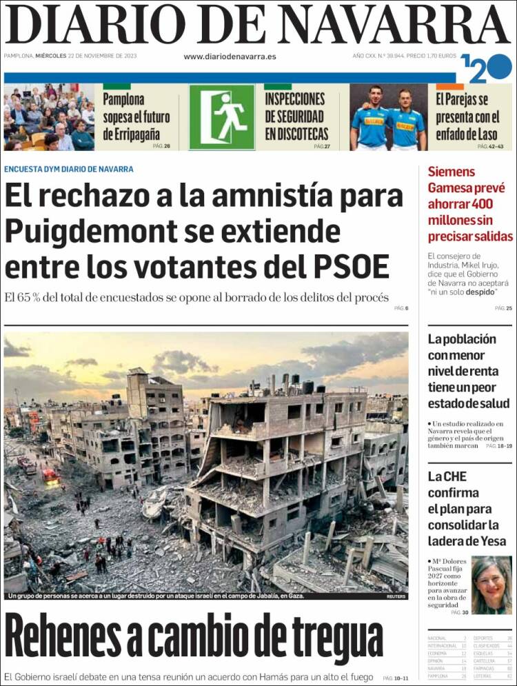 Portada de Diario de Navarra (España)
