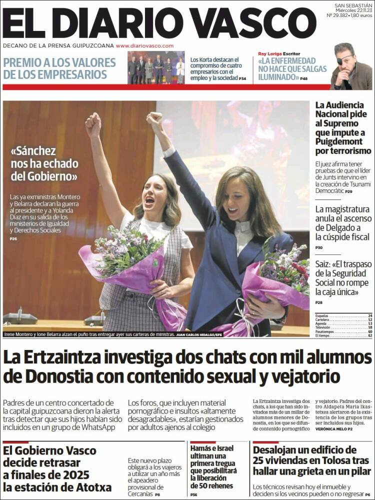 Portada de Diario Vasco (España)