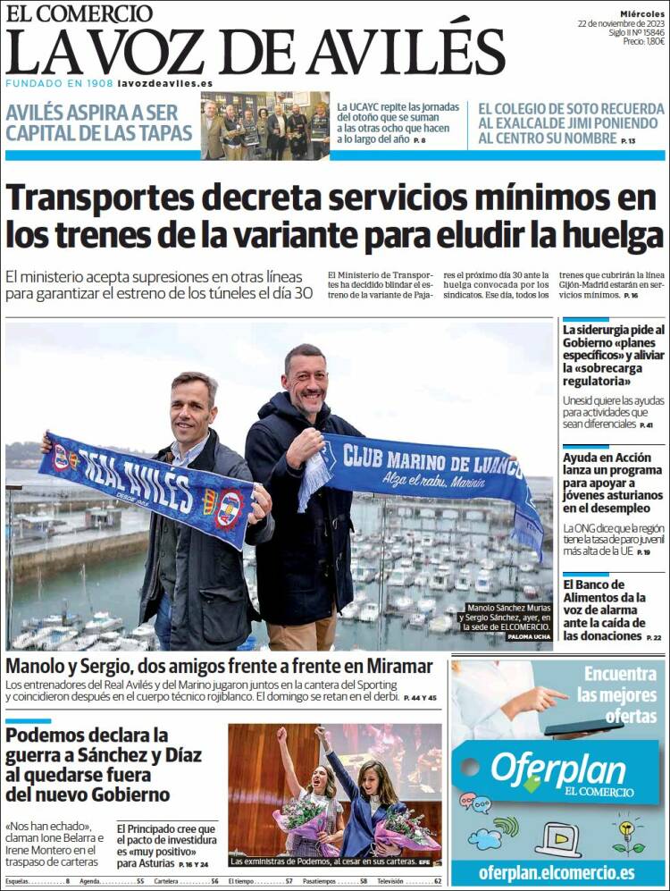 Portada de El Comercio - Avilés (España)