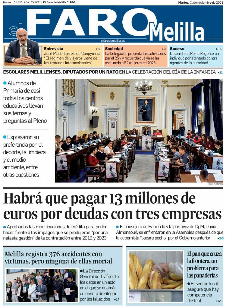 Portada de El Faro de Melilla (España)