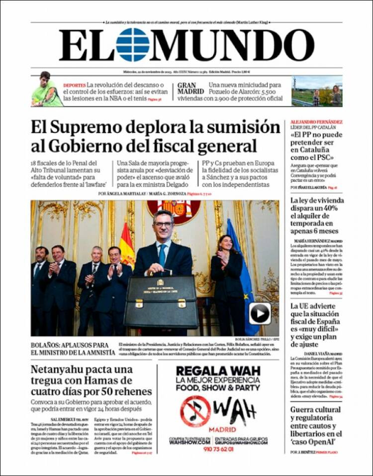 Portada de El Mundo (España)