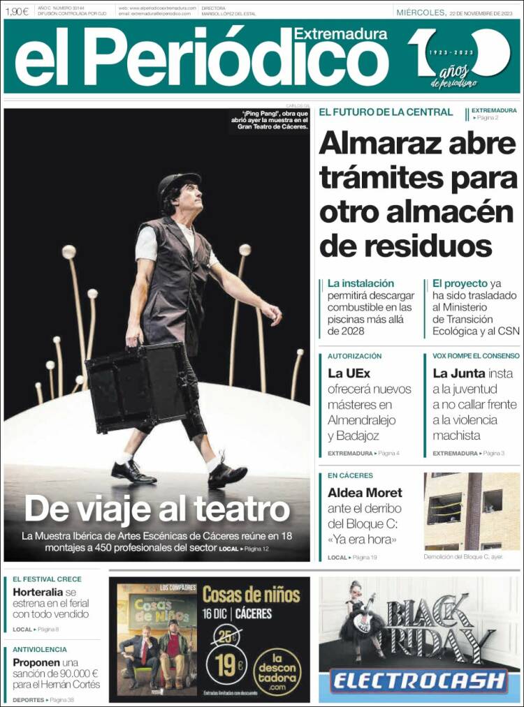 Portada de El Periódico de Extremadura (España)