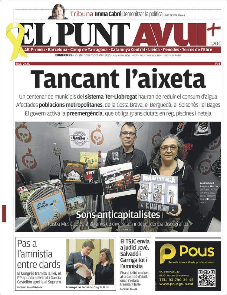 Portada de El Punt Avui (España)