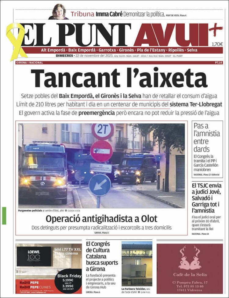 Portada de El Punt Avui - Girona (España)