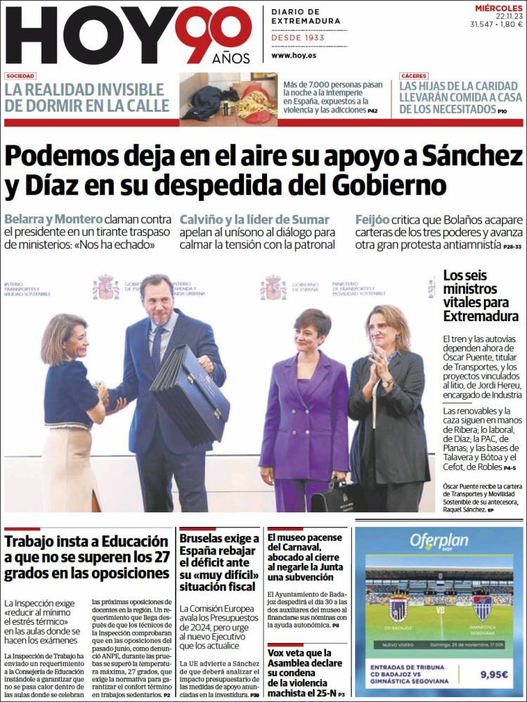 Portada de Hoy - Badajoz (España)