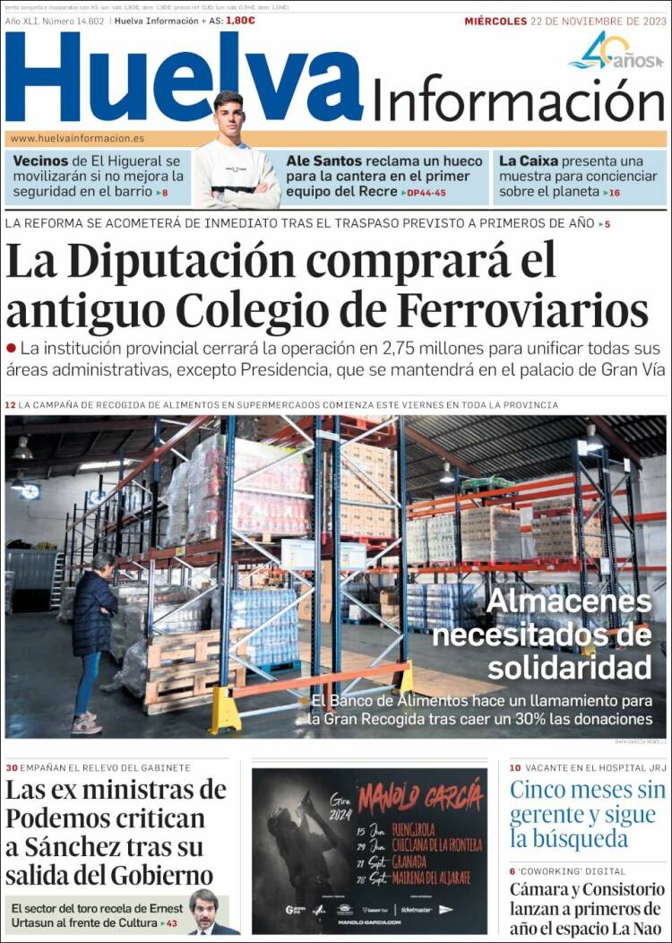 Portada de Huelva Información (España)