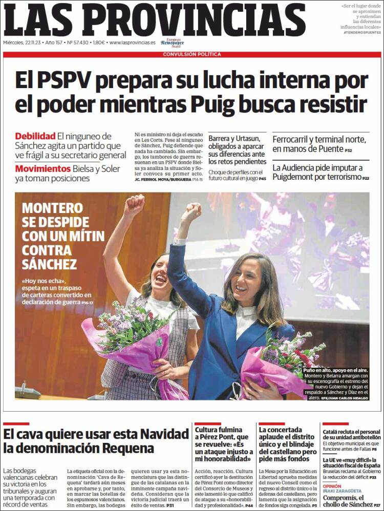 Portada de Las Provincias (España)