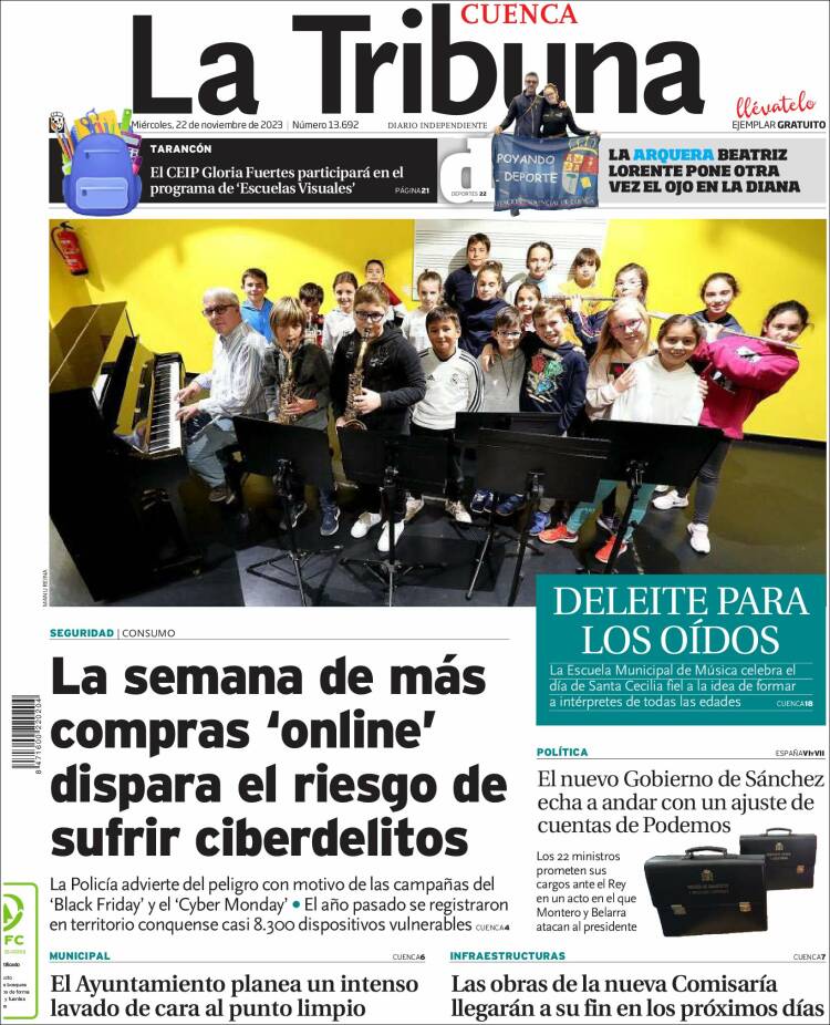 Portada de La Tribuna de Cuenca (España)