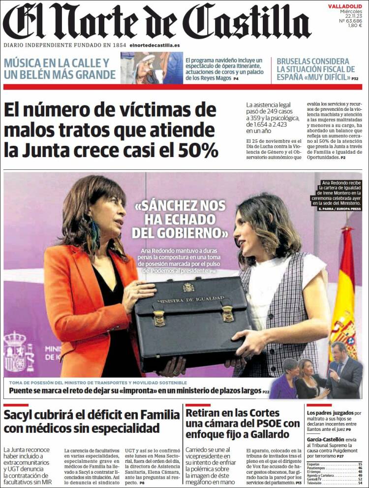 Portada de Norte de Castilla - Valladolid (España)