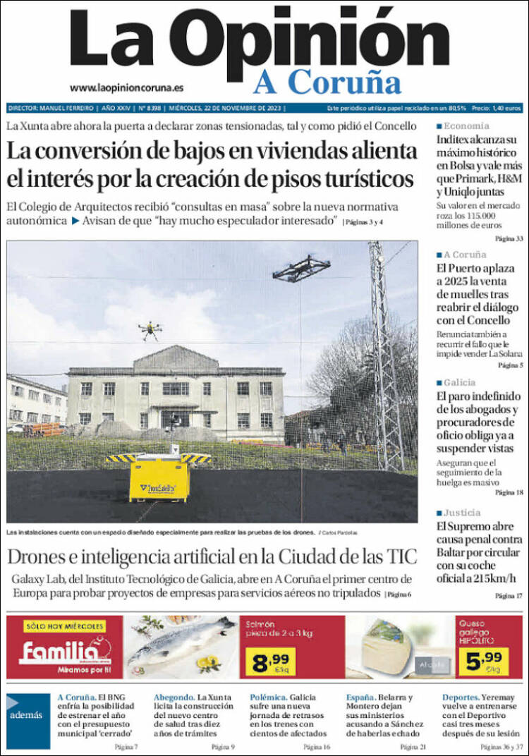 Portada de La Opinión de A Coruña (España)