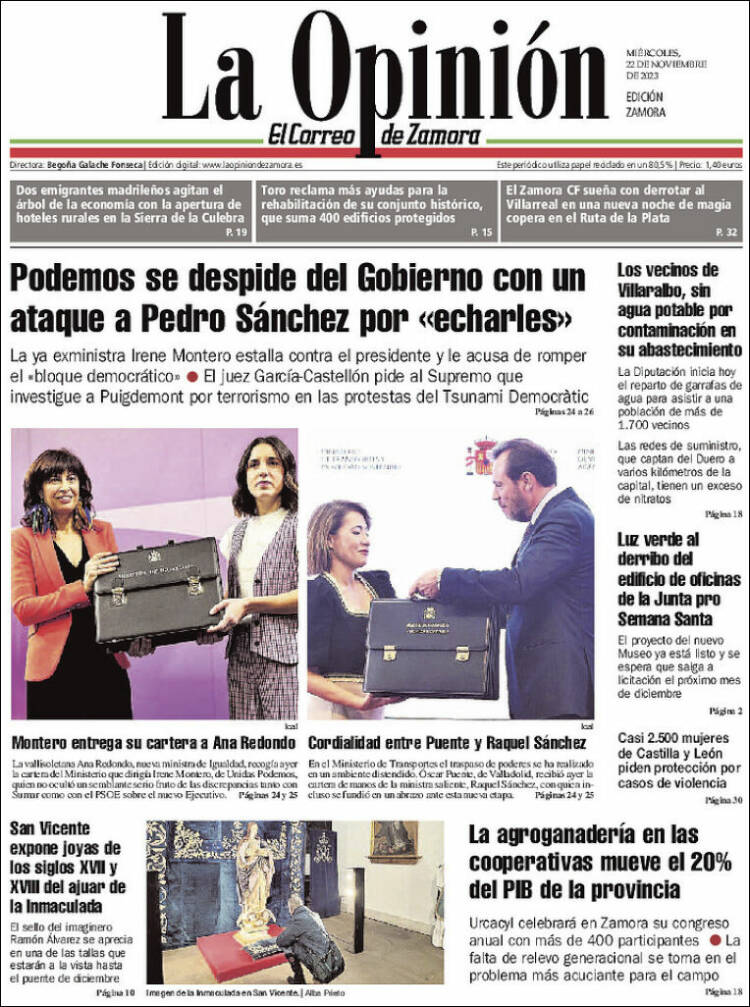 Portada de La Opinión - El Correo de Zamora (España)