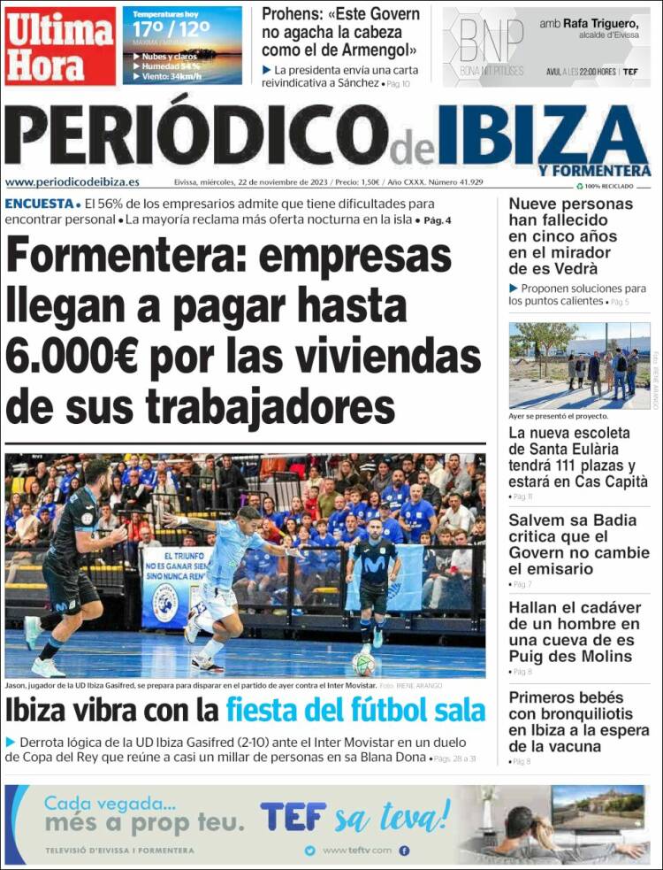 Portada de Periódico de Ibiza (España)