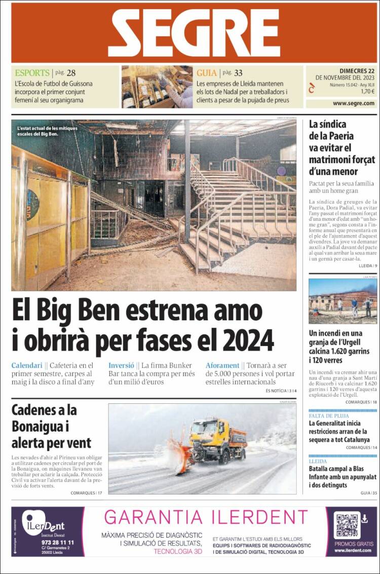 Portada de Segre (España)