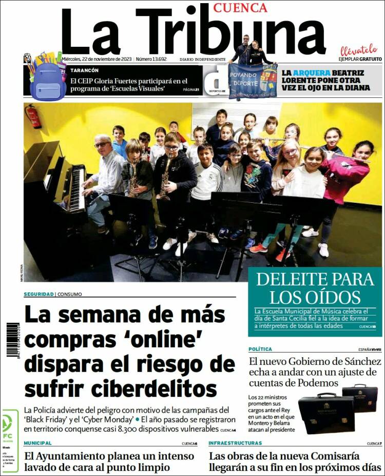 Portada de La Tribuna de Cuenca (España)