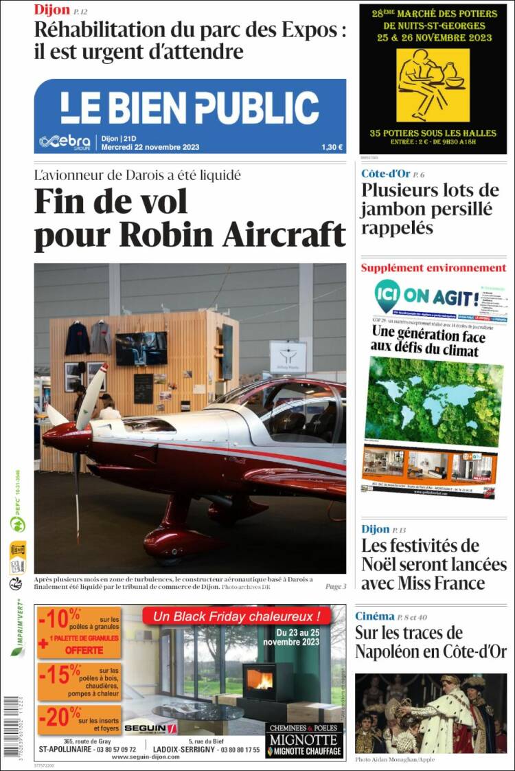 Portada de Le Bien Public (Francia)