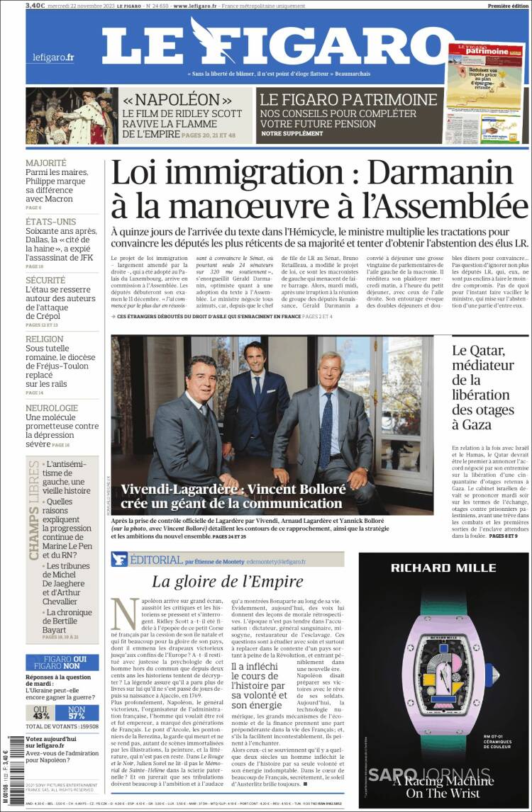 Portada de Le Figaro (Francia)