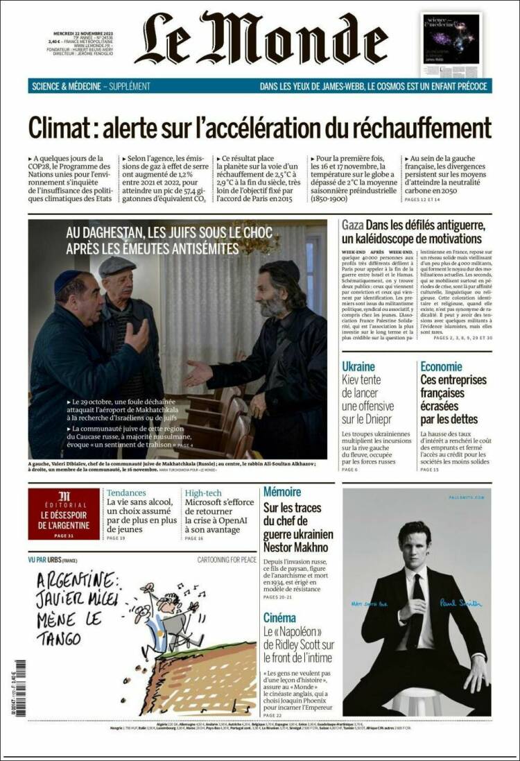 Portada de Le Monde (Francia)