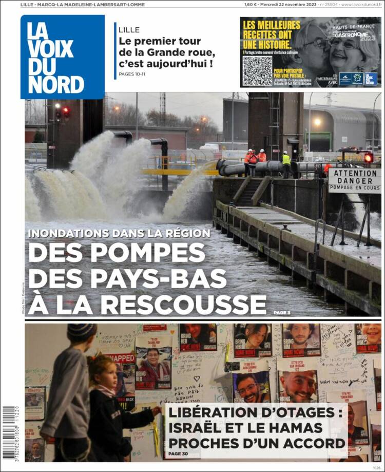 Portada de La Voix du Nord (Francia)