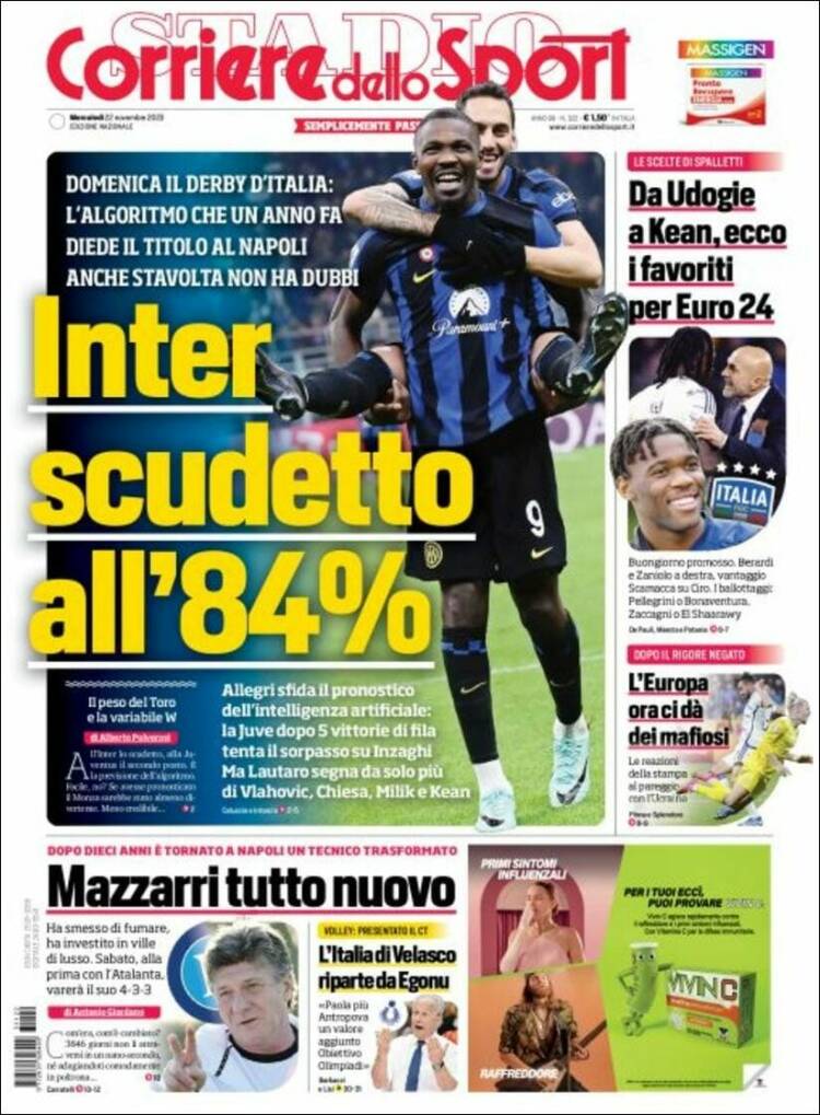 Portada de Corriere dello Sport (Italia)