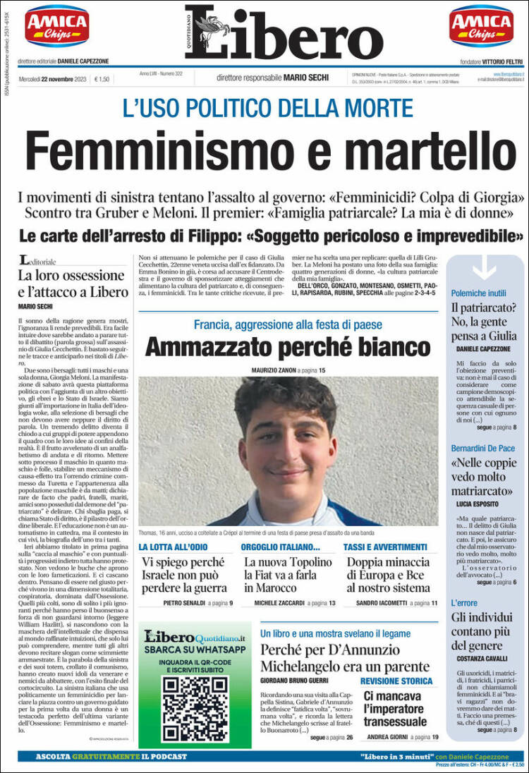Portada de Libero (Italia)
