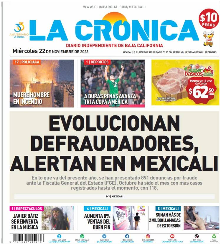 Portada de La Crónica de Baja California (México)