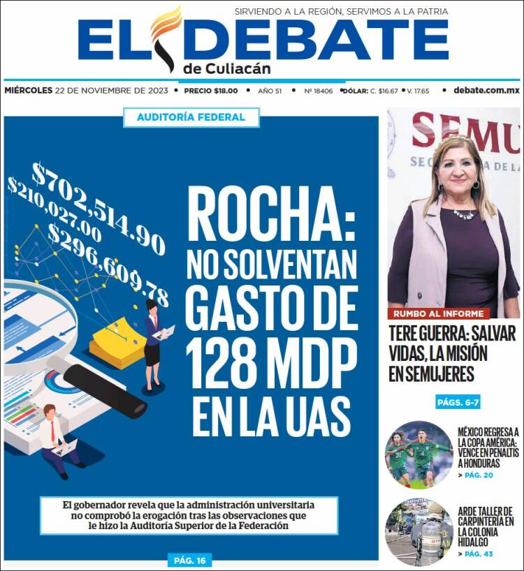 Portada de El Debate de Culiacán (México)