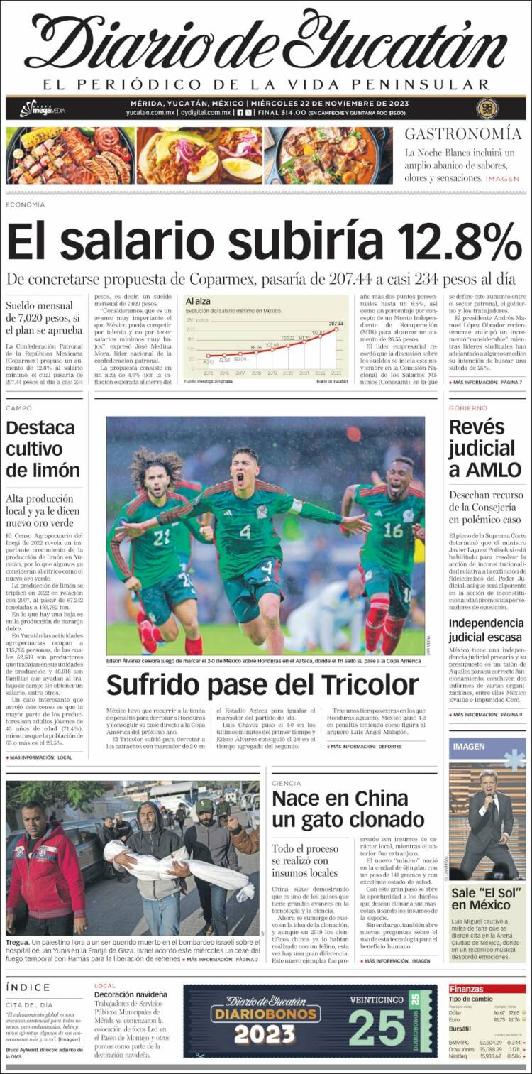 Portada de Diario de Yucatán (México)