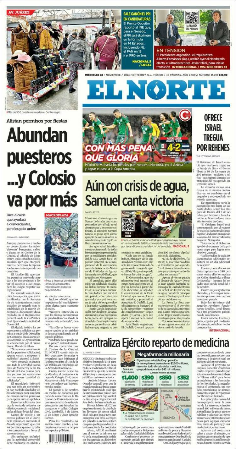 Portada de El Norte (México)