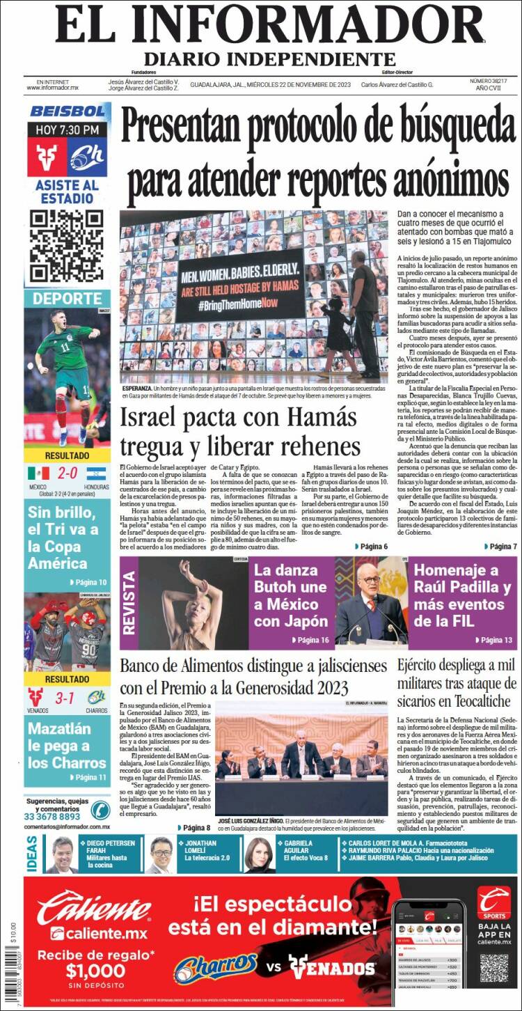 Portada de El Informador (México)