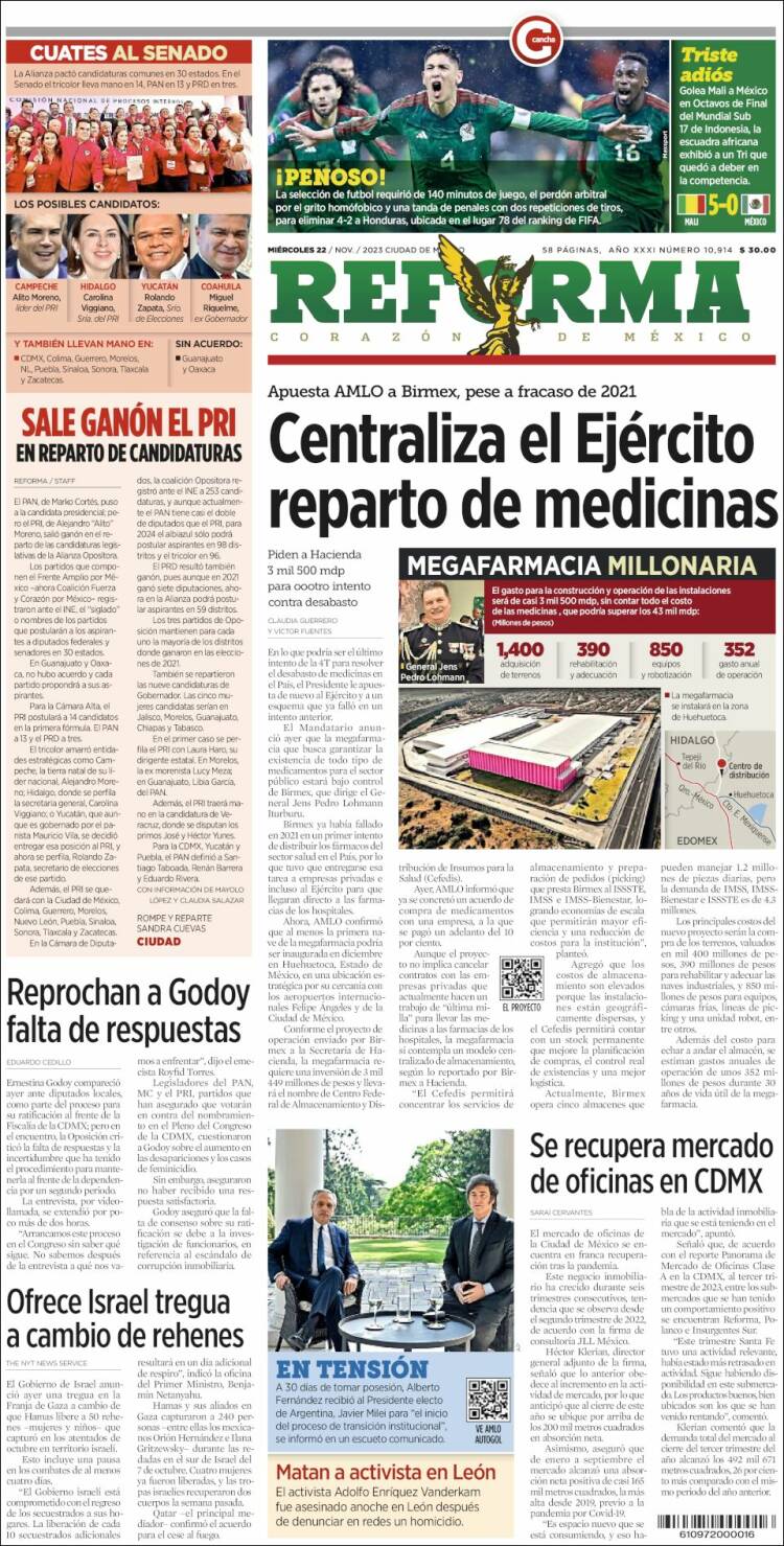 Portada de Reforma (México)