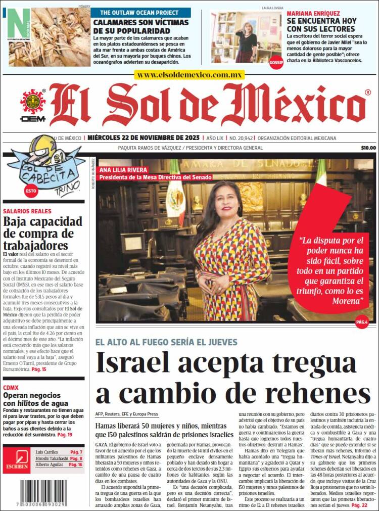Portada de El Sol de México (México)