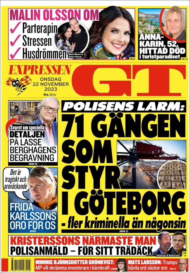 Portada de Göteborgstidningen (Suecia)