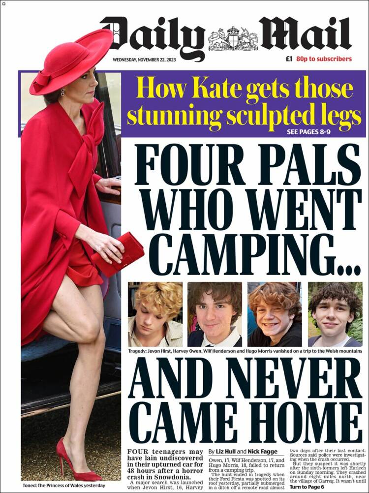 Portada de Daily Mail (Reino Unido)
