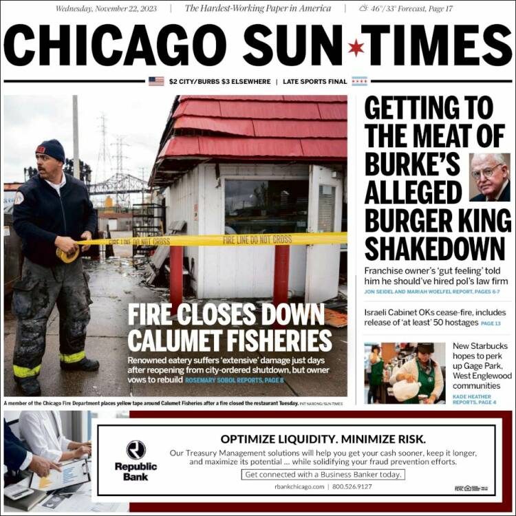 Portada de Chicago Sun-Times (USA)