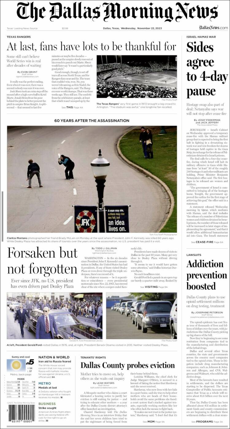 Portada de Dallas Morning News (USA)