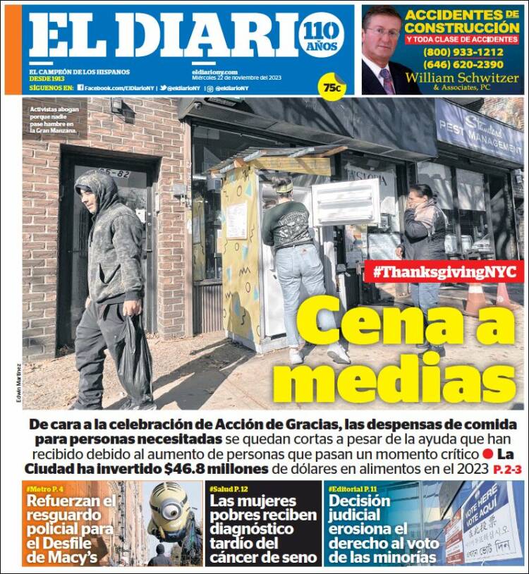 Portada de El Diario NY (USA)