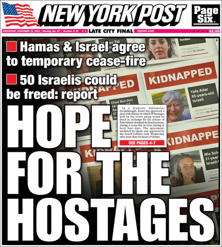 Portada de New York Post (USA)