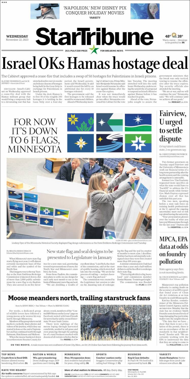 Portada de Star Tribune (USA)