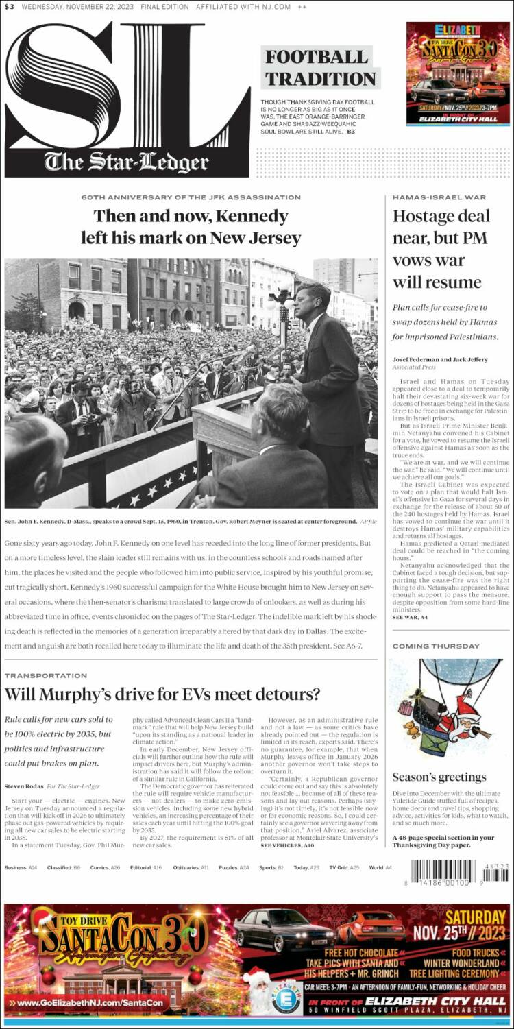 Portada de Star-Ledger (USA)