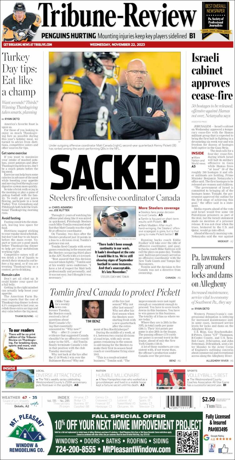 Portada de Tribune-Review (USA)