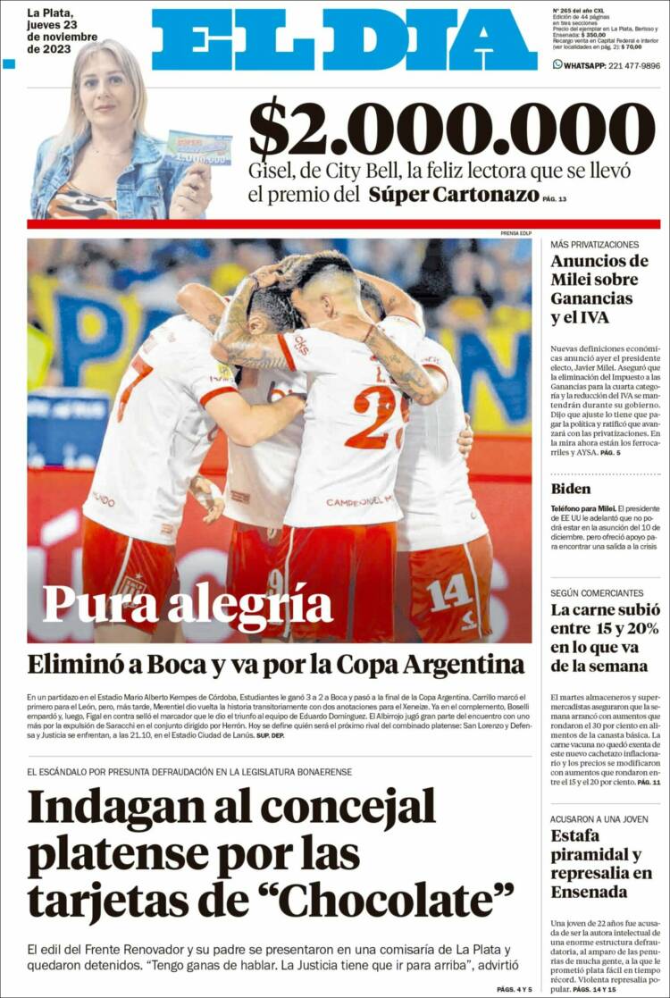 Portada de El Día de la Plata (Argentina)