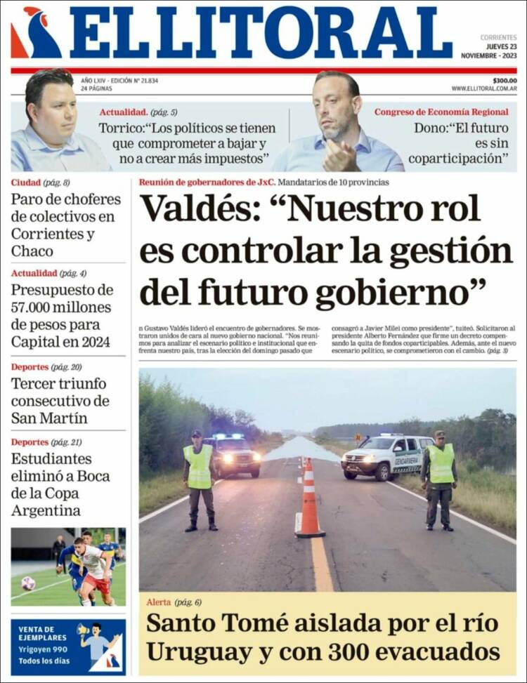 Portada de El Litoral Corrientes (Argentina)