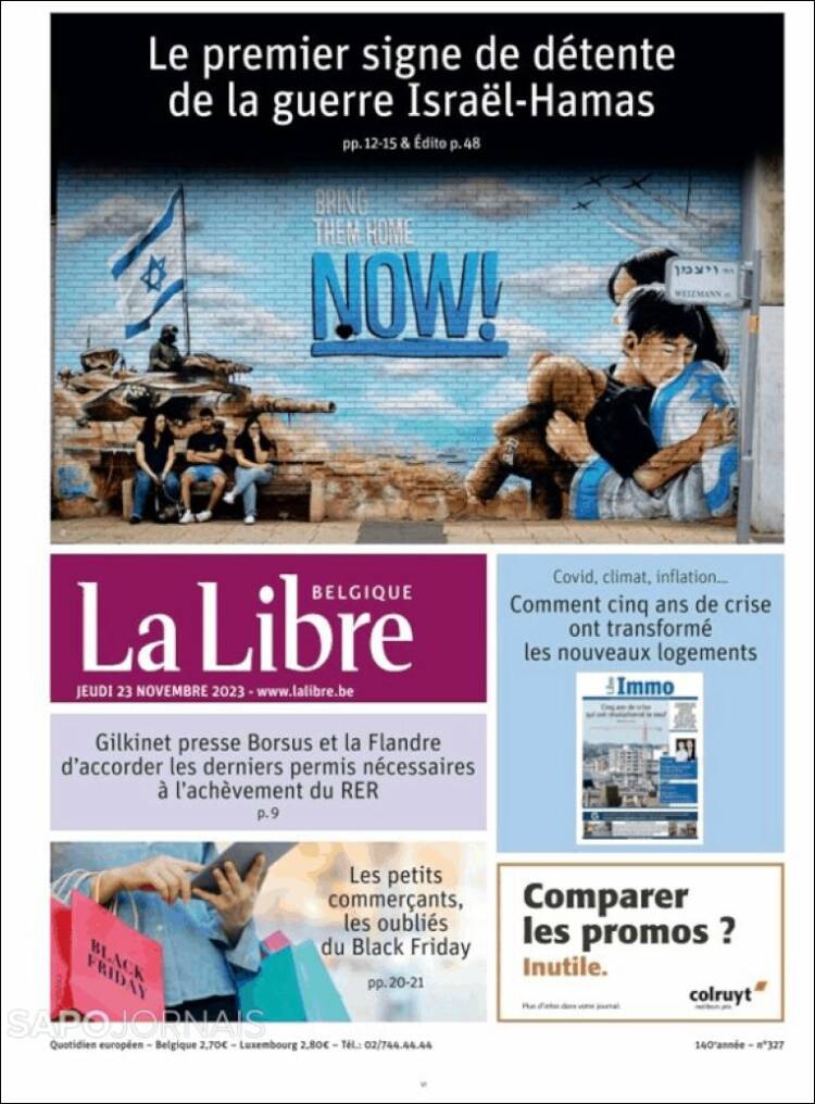 Portada de La Libre.be (B&eacute;lgica)
