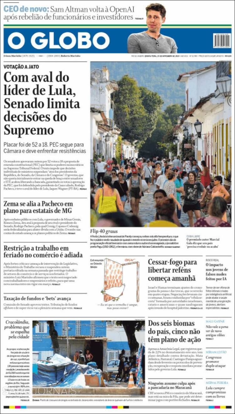 Portada de O Globo (Brasil)