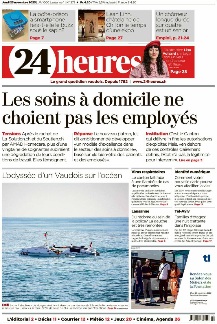 Portada de 24 Heures (Suiza)