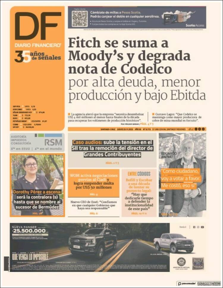 Portada de Diario Financiero (Chile)