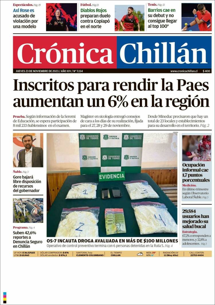 Portada de Crónica Chillán (Chile)
