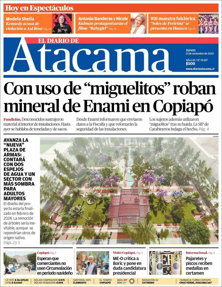 Portada de Diario de Atacama (Chile)
