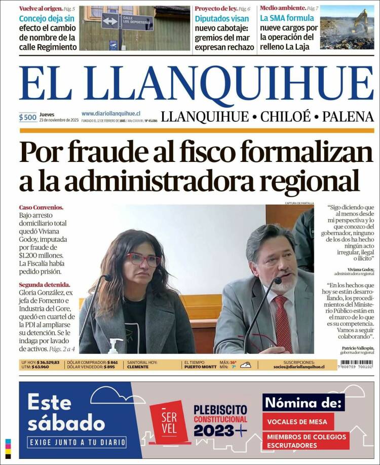 Portada de El Llanquihue (Chile)
