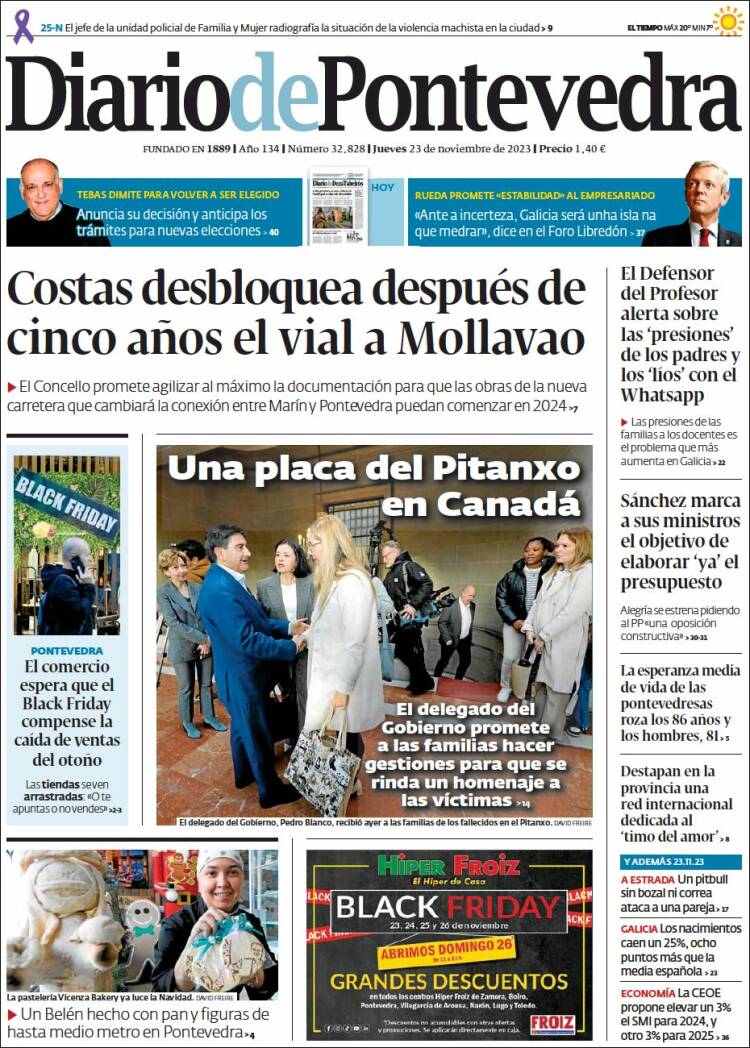 Portada de Diario de Pontevedra (Espa&ntilde;a)